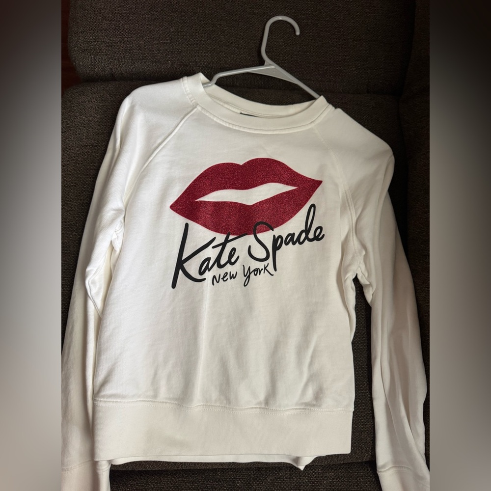 Kate Spade Cream Sweater with Red Lips Graphic
